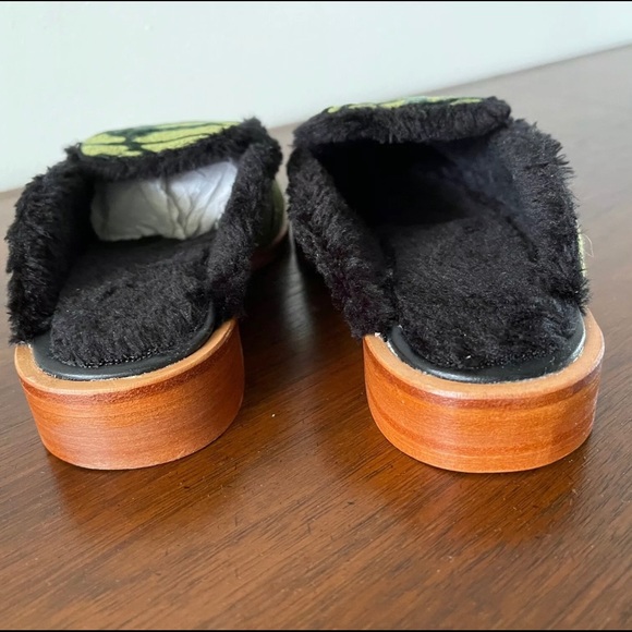 Free People Green Butterfly Effect Faux Fur Mule Shoes - Picture 7 of 7
